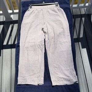 Abercrombie Linen Blend Pants High Waisted Straight Leg Beige Small